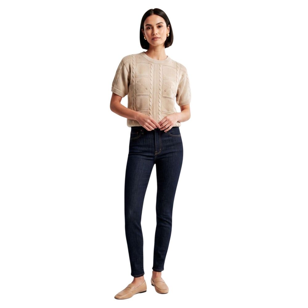 Orvis Women's Beige Cable Knit Cotton Sweater Medium